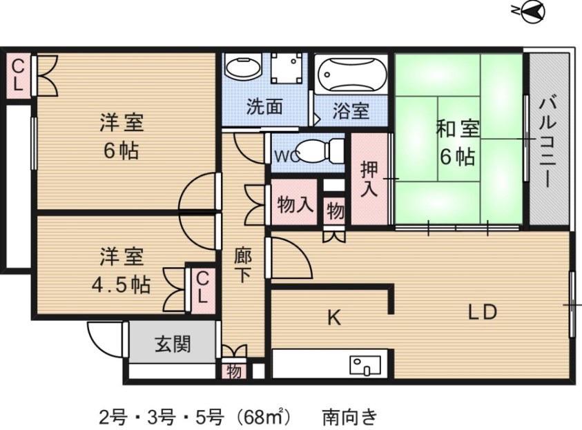 エルコート上甲子園(3LDK/2階)の間取り写真