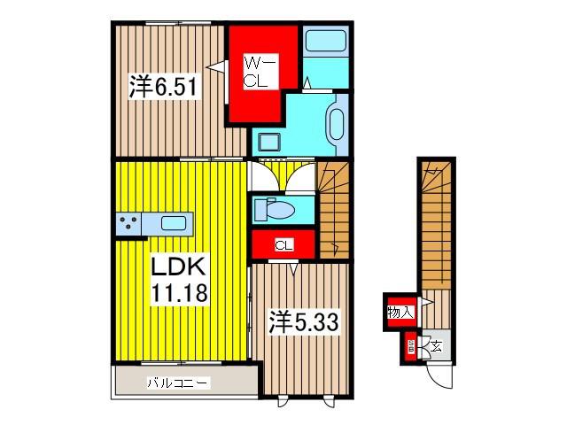 コーワ・ルミナス弐番館(2LDK/2階)の間取り写真