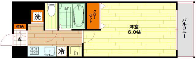 CITY SPIRE北梅田(1K/2階)の間取り写真