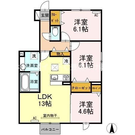 ヴィオラ C(3LDK/1階)の間取り写真
