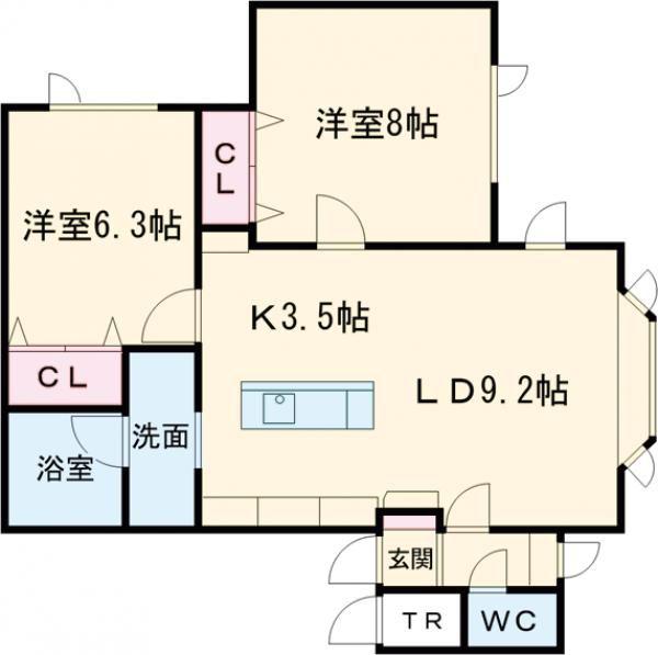 グレース近文A棟(2LDK/1階)の間取り写真