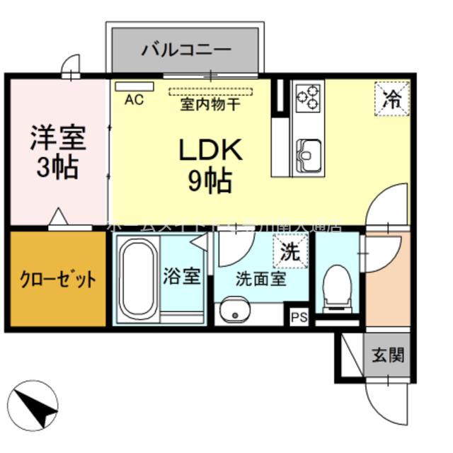 ガーデンパーク(1LDK/2階)の間取り写真