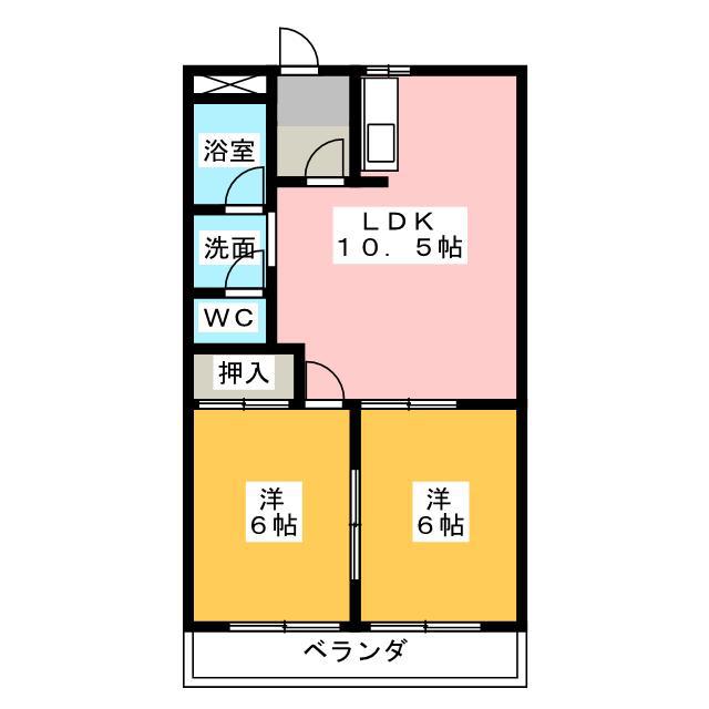 ロイヤルステージ桜橋(2LDK/1階)の間取り写真
