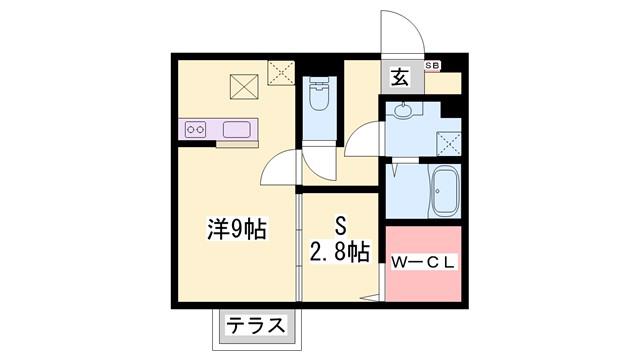 サンライズ中地(ワンルーム/1階)の間取り写真