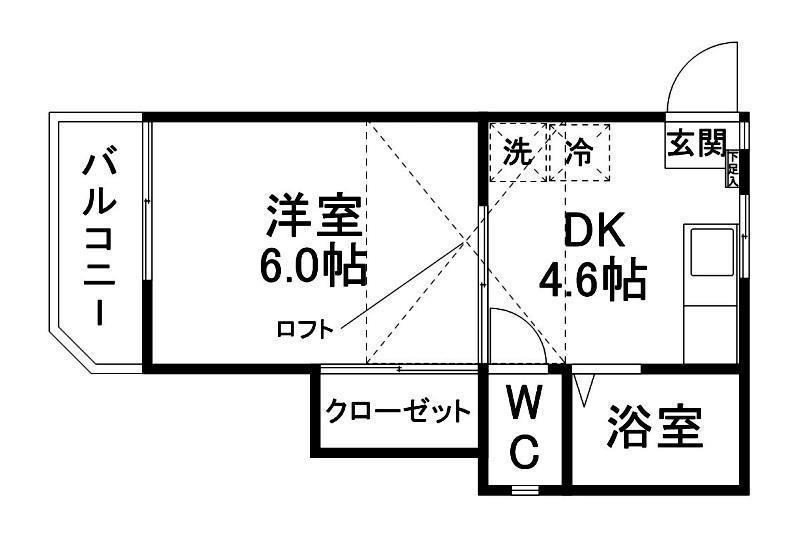 シャトンブラン福室(1DK/2階)の間取り写真