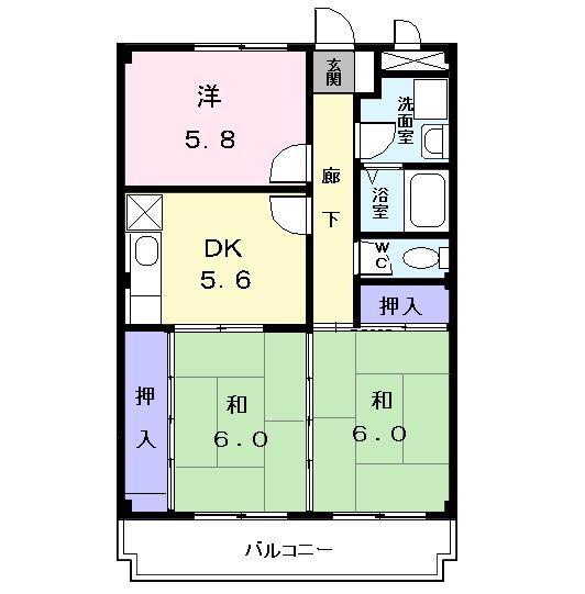 メゾンエクセル日比津(3DK/4階)の間取り写真