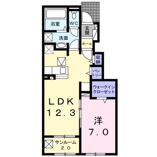 ストーンズ三次YU IV(1LDK/1階)の間取り写真