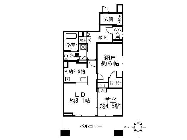 クリオ東小金井パークフロント(1SLDK/6階)の間取り写真
