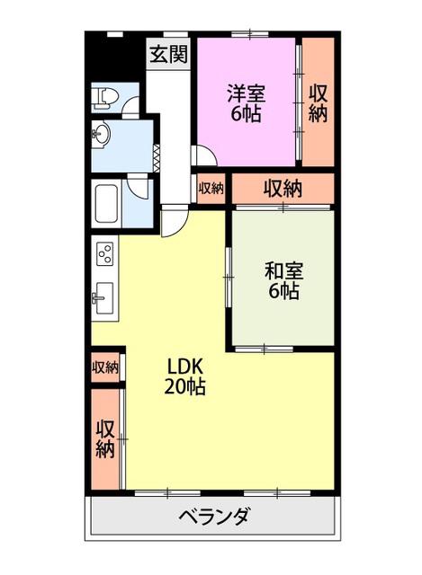 リバティ―プラザ青山(2LDK/2階)の間取り写真