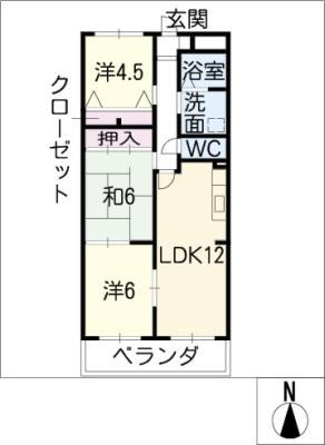 ブランルージュ南町(3LDK/5階)の間取り写真