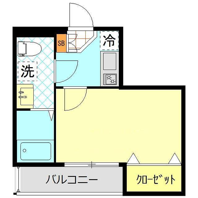 ベルエクラ蒲田II(1K/2階)の間取り写真