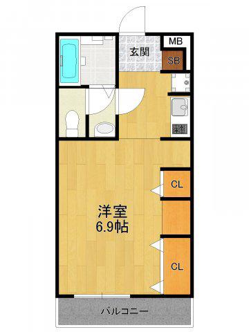 コンフォート南塚口町(1K/3階)の間取り写真
