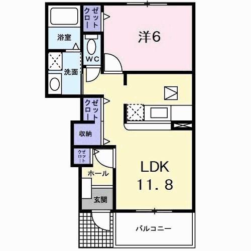 グレースガーデン A(1LDK/1階)の間取り写真