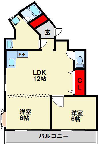 壽ビル(2LDK/3階)の間取り写真