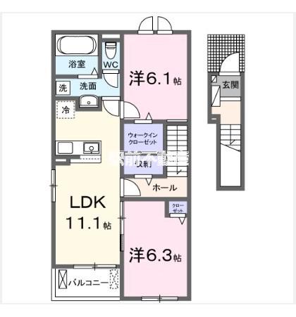 ミルキー ウェイ 壱番館(2LDK/2階)の間取り写真