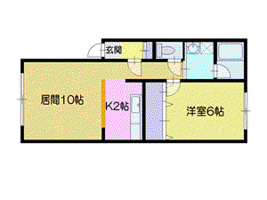 エクセレントハイツ(1LDK/2階)の間取り写真