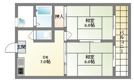 MIWA第3ビル(2DK/5階)の間取り写真
