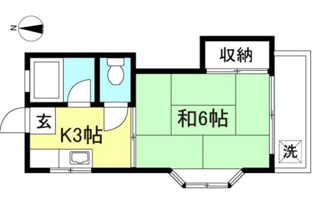 第5千歳荘(1K/2階)の間取り写真