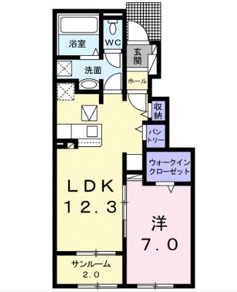 カタカムナ(1LDK/1階)の間取り写真