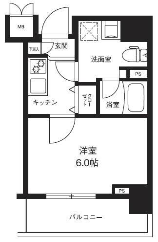 メインステージ横濱ポートサイド(1K/2階)の間取り写真