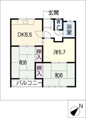 ハイツジュネス(3DK/1階)の間取り写真