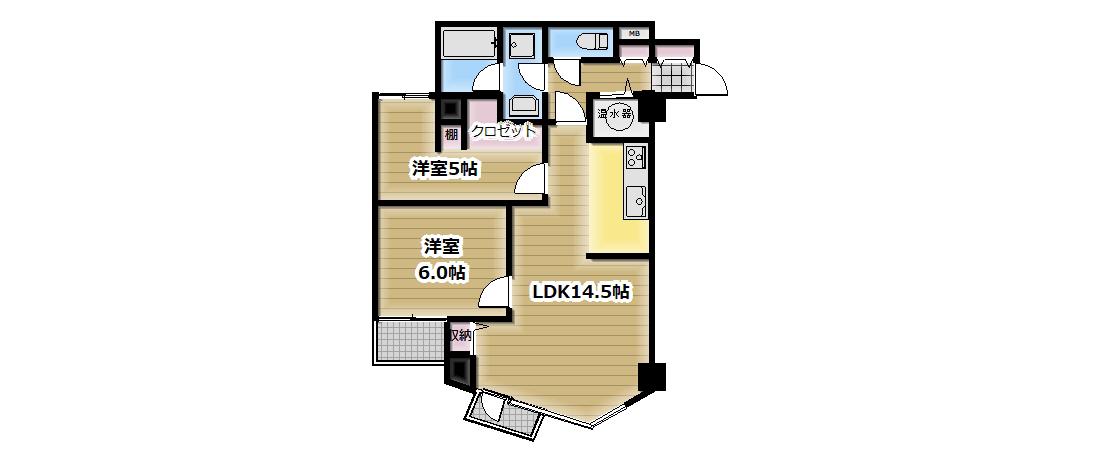 クレール東郷坂(2LDK/2階)の間取り写真