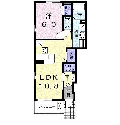 メゾン アサヒ(1LDK/1階)の間取り写真