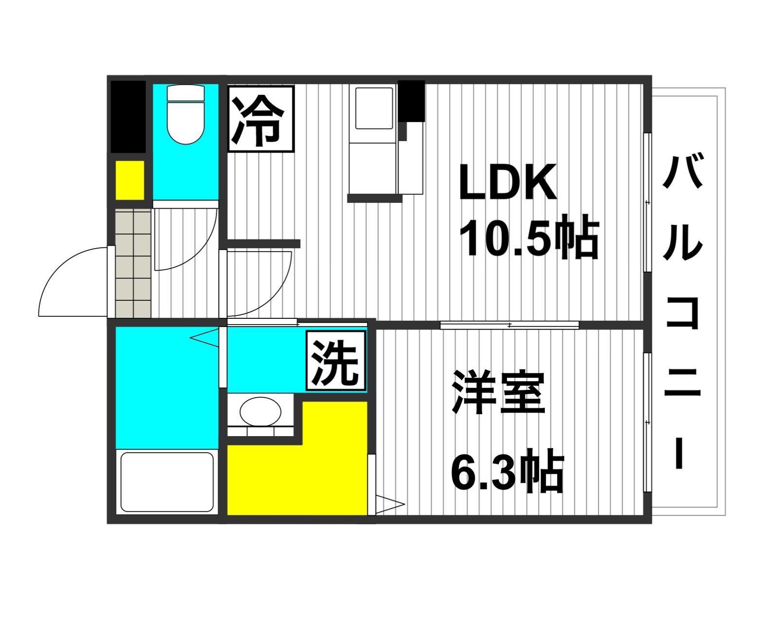 アムール八籏(1LDK/2階)の間取り写真