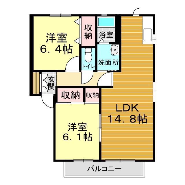 YSアパ-トメント(2LDK/1階)の間取り写真