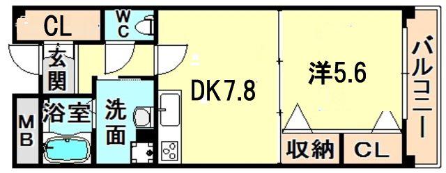CASA FELICE(1DK/6階)の間取り写真