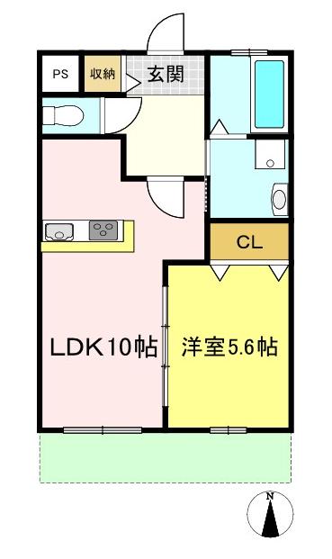 セレーノ篠山 A棟(1LDK/1階)の間取り写真
