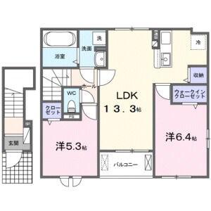 アルドーレⅡ(2LDK/2階)の間取り写真