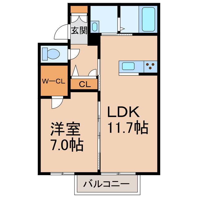 シャーメゾンベルテII(1LDK/2階)の間取り写真