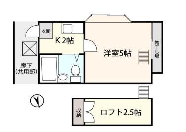フォレストビュー成増(1K/2階)の間取り写真