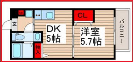 グランパセオ六町(2K/2階)の間取り写真