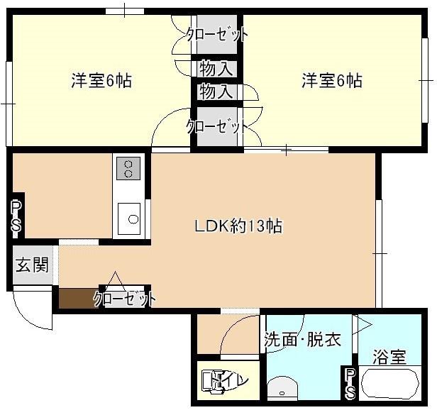 フォレスタ正樹(2LDK/2階)の間取り写真
