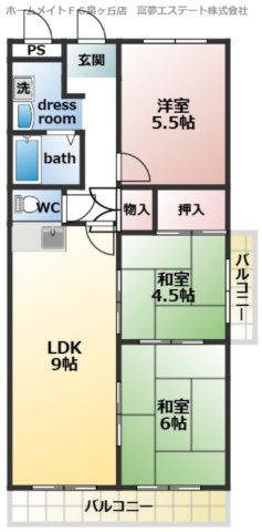 EVERGREEN泉ヶ丘1号館(3LDK/3階)の間取り写真