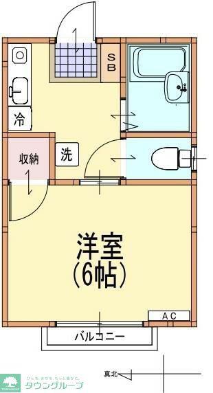 ルーミー高砂II(1K/2階)の間取り写真