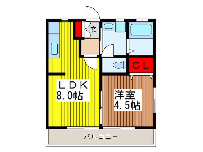 マミエール(1LDK/2階)の間取り写真