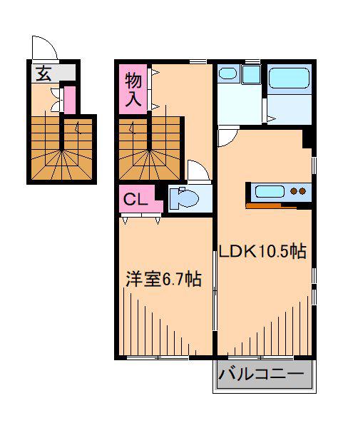 ベルフォーレ日吉(1LDK/2階)の間取り写真