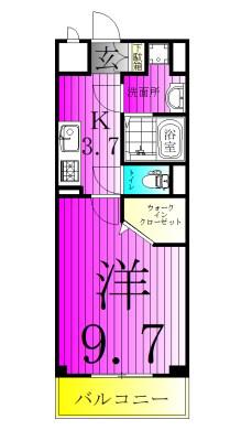 HF松戸(1K/1階)の間取り写真