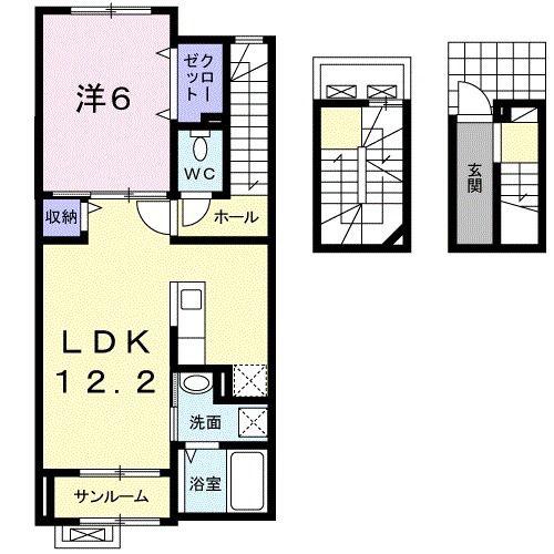 メゾン・メルヴェーユVI(1LDK/3階)の間取り写真