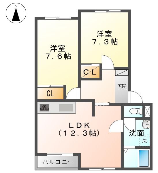 ベルエアーⅡ(2LDK/2階)の間取り写真