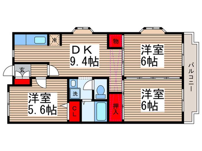 グレースビル(3DK/3階)の間取り写真