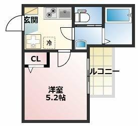 リアル綱島パークテラスB棟(1K/2階)の間取り写真