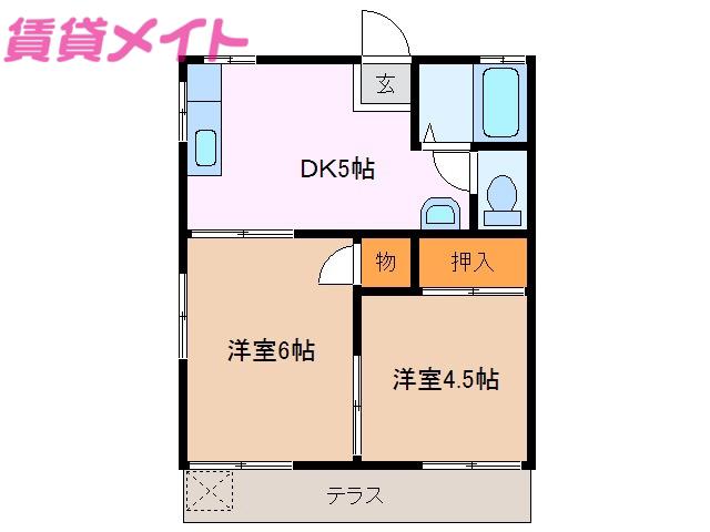 コーポサン(2DK/1階)の間取り写真