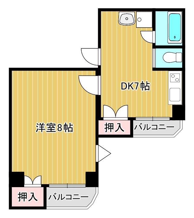 ゴトーハイツ高殿(2DK/4階)の間取り写真