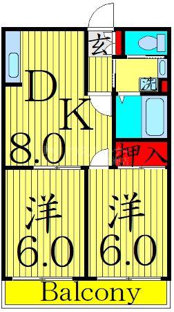 メゾン遠山II(2LDK/1階)の間取り写真