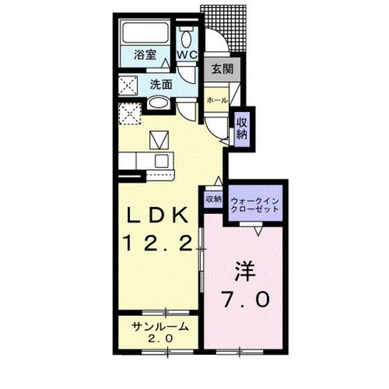 ラルーチェ安芸津 II(1LDK/1階)の間取り写真