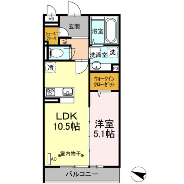 リヴェール湘南(1LDK/2階)の間取り写真